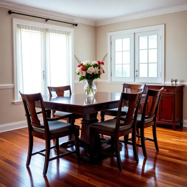 polished dining room table after a Veras Maids visit in Cartersville, GA