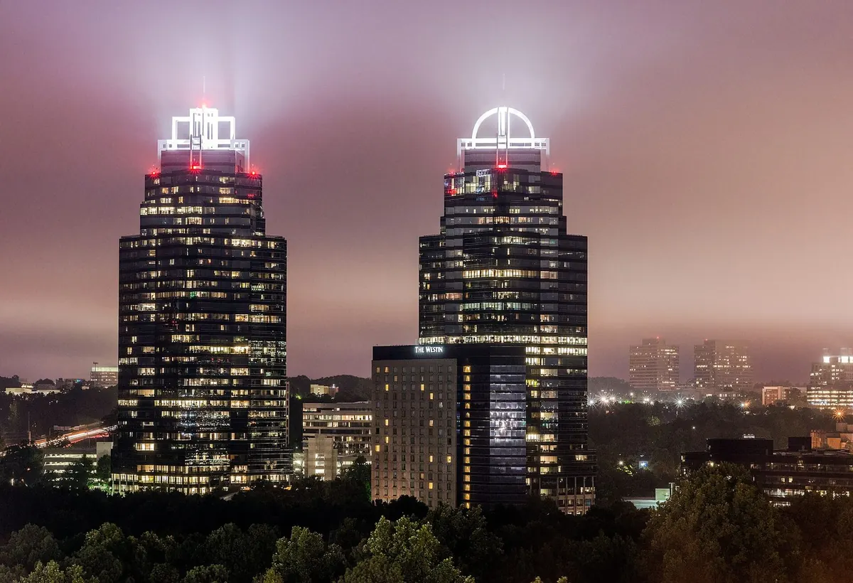 The King and Queen towers along Perimeter in Sandy Springs, Georgia