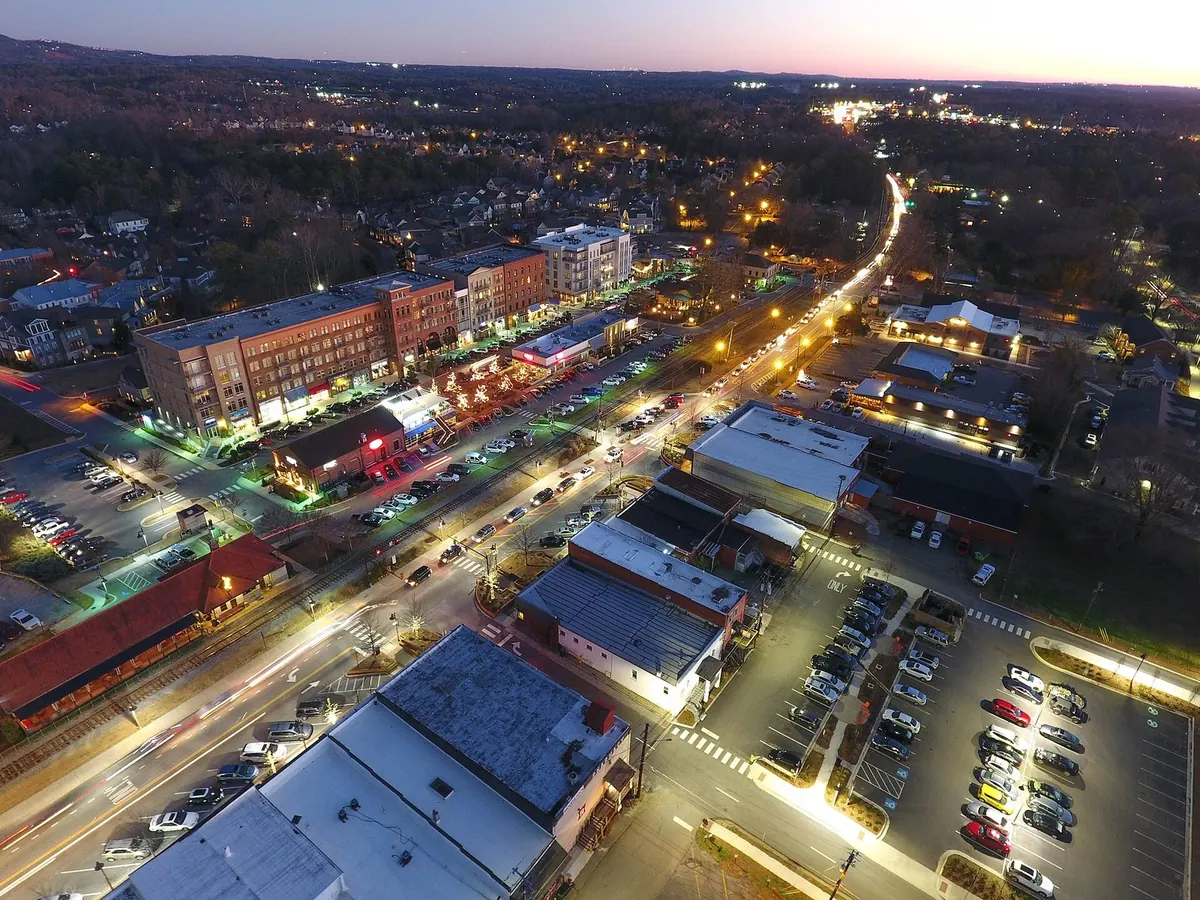 Aerial view of Downtown Woodstock, Georgia